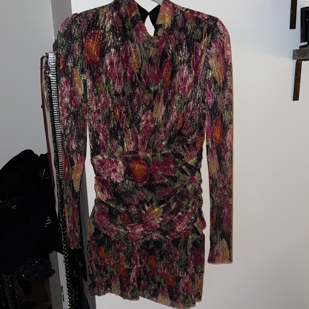 Lavender Brown Multicolor Long Sleeve Dress